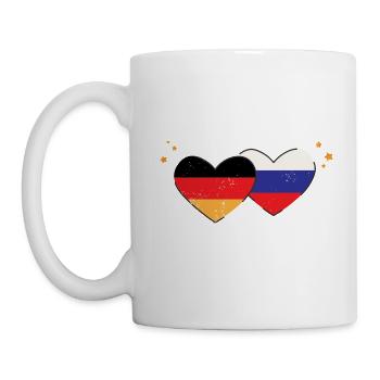 I love Russia Germany flags hearts - Mug - white - Left