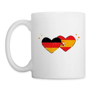 Ich liebe Spanien Deutschland Flagge Fahne Herzen - Tasse - Weiß - Links