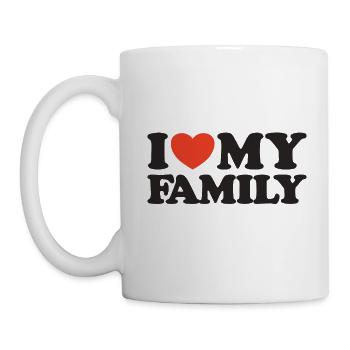 I love my family heart shirt - Mug - white - Left