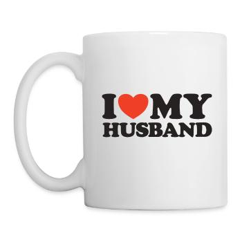 I love my husband heart shirt - Mug - white - Left
