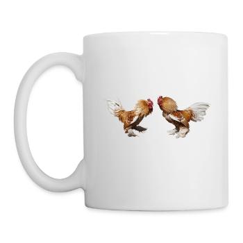 Deux cochin coqs à la ferme - Mug blanc - blanc - Gauche