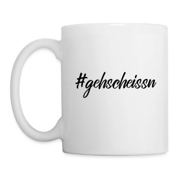 Österreich Geh Scheißn Hashtag Lustiges Geschenk - Tasse - Weiß - Links