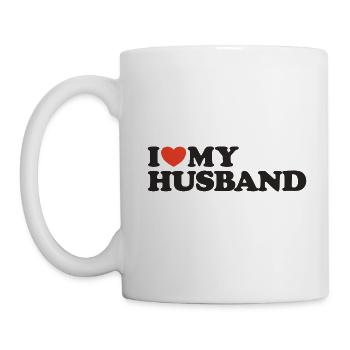 I love my husband heart shirt - Mug - white - Left