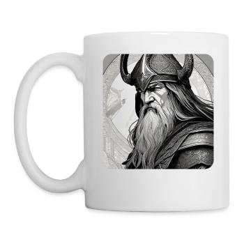 Stolzer Wikinger mit Hörner Helm - Tasse - Weiß - Links