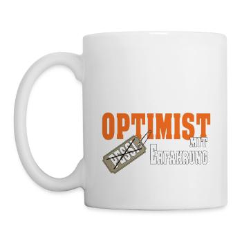Optimist mit Erfahrung Geschenk - Tasse - Weiß - Links