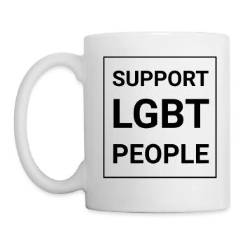 Support LGBT People B / W black - Mug - white - Left