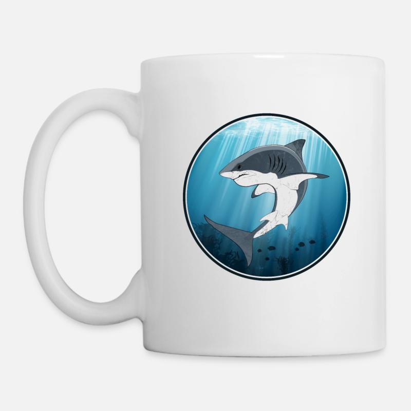 requin blanc - Mug blanc - blanc