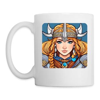 Niedliche Wikingerin Germanin Schildmaid Comic - Tasse - Weiß - Links