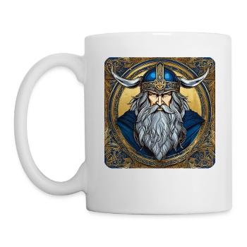 Stolzer Wikinger mit Hörner Helm - Tasse - Weiß - Links