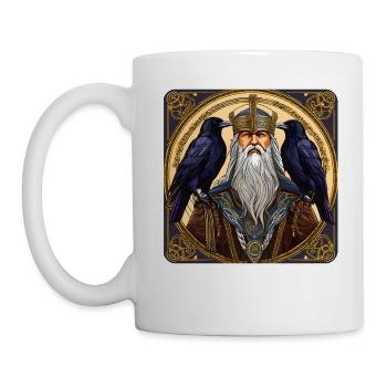 Viking Odin with ravens - Mug - white - Left