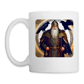 Viking Odin with ravens - Mug - white - Left
