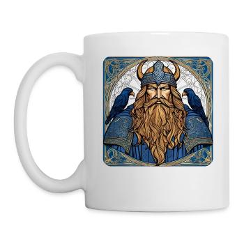 Viking Odin with ravens - Mug - white - Left