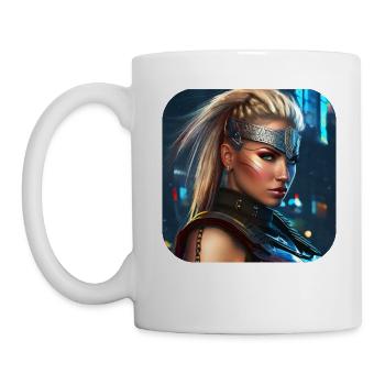 Fier cyborg Viking Shieldmaiden - Mug blanc - blanc - Gauche
