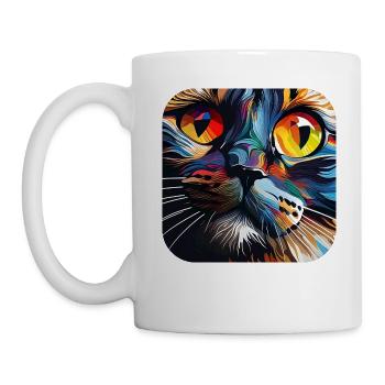 Psychedelisches Motiv Katze - Tasse - Weiß - Links
