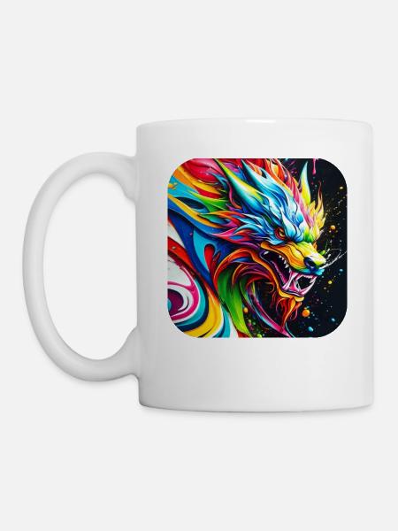 Cooler Chinesischer Drache im Graffiti Style - Tasse - Weiß