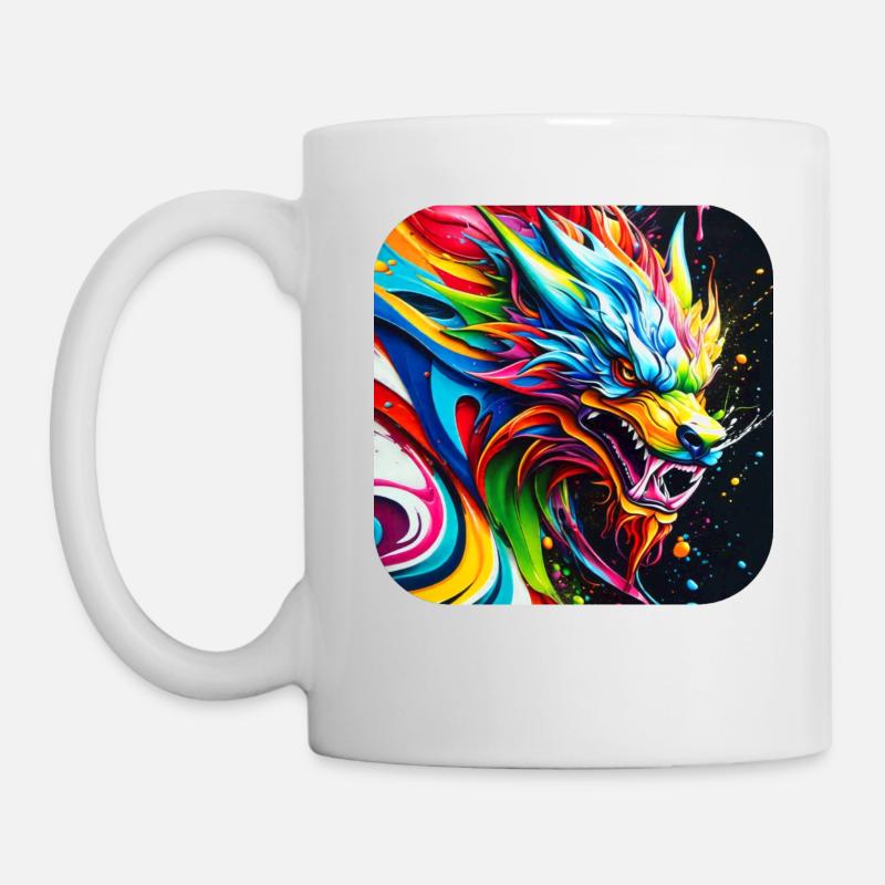Cooler Chinesischer Drache im Graffiti Style - Tasse - Weiß