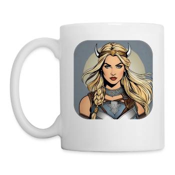 Stolze Wikingerin Germanin im Comic Style - Tasse - Weiß - Links