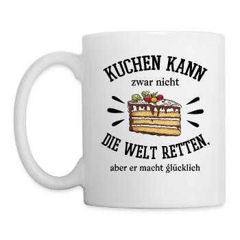 Konditorei Kuchen Welt retten Torte backen Bäcker - Tasse - Weiß - Links
