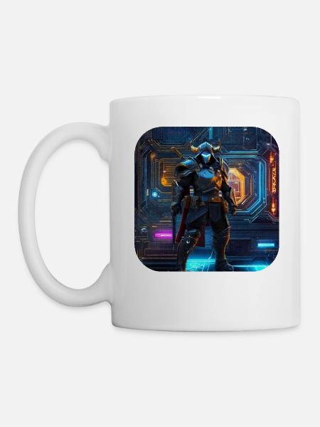 Cooler Cyberspace Krieger - Tasse - Weiß