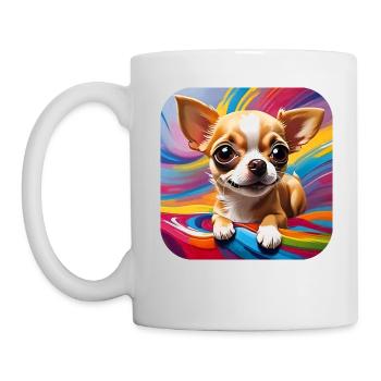 Niedlicher kleiner Chihuahua Hund im Comic Style - Tasse - Weiß - Links