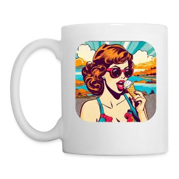 Fille rétro cool - Mug blanc - blanc - Gauche