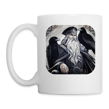 Wikinger Odin mit Raben II - Tasse - Weiß - Links