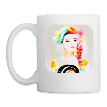 Cool girl with rainbow hair - Mug - white - Left