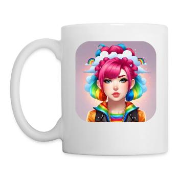 Cute girl with rainbow hair - Mug - white - Left
