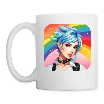 Cute girl with rainbow hair - Mug - white - Left