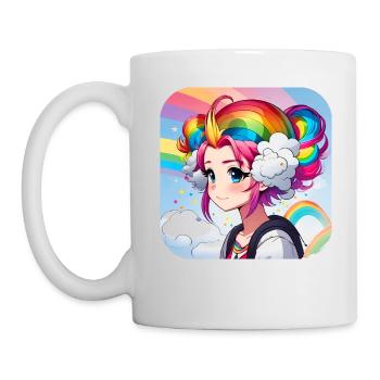 Cute girl with rainbow hair - Mug - white - Left