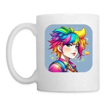Naughty girl with rainbow hair - Mug - white - Left