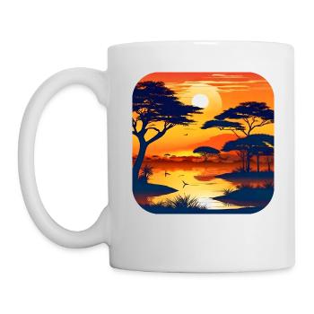 Sunset in Africa with palm trees - Mug - white - Left