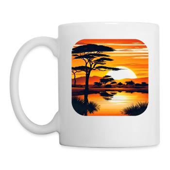 Sunset in Africa with palm trees - Mug - white - Left