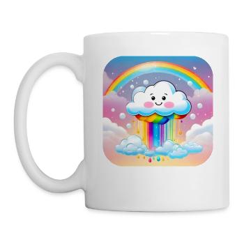Cute Cloud Raining Rainbow Colors - Mug - white - Left