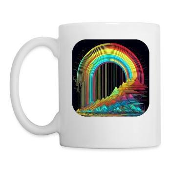 Psychedelic Motif Mountains with Rainbow - Mug - white - Left
