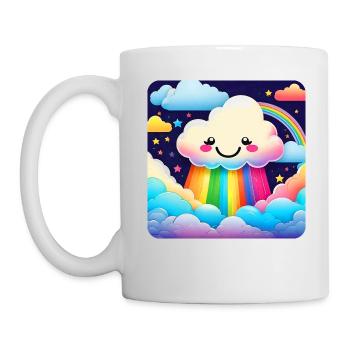 Cute Cloud Raining Rainbow Colors - Mug - white - Left