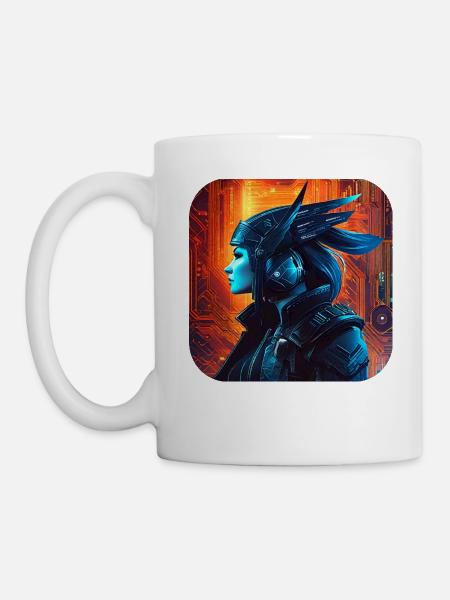 Stolze Cyberspace Wikingerin - Tasse - Weiß