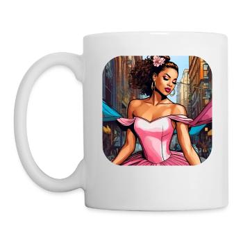 Princesse de conte de fées moderne en rose - Mug blanc - blanc - Gauche