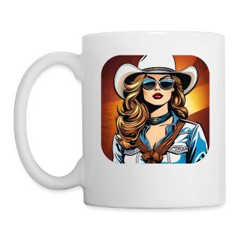 Fille de l’Ouest cool - Mug blanc - blanc - Gauche
