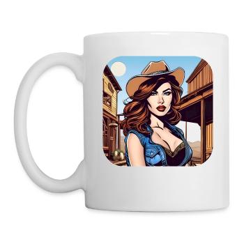 Fille de l’Ouest cool - Mug blanc - blanc - Gauche