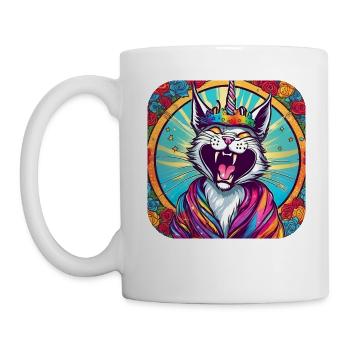 Verrückte Einhorn Katze - Tasse - Weiß - Links