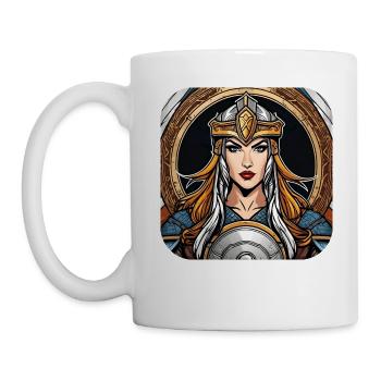 Stolze Wikingerin Germanin Schildmaid - Tasse - Weiß - Links
