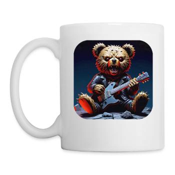 Heavy Metal Teddy Bär mit E-Gitarre - Tasse - Weiß - Links