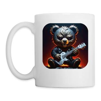 Heavy Metal Teddy Bear with Electric Guitar - Mug - white - Left
