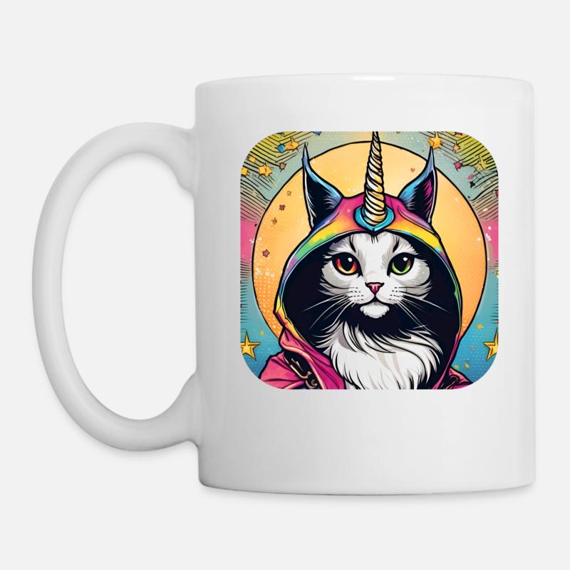 Chat mignon avec sweat à capuche Licorne - Mug blanc - blanc