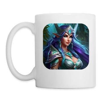 Stolze Fantasy Elfenkriegerin - Tasse - Weiß - Links