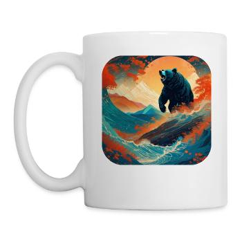 Proud bear in retro style - Mug - white - Left