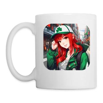 Cute anime girl with red hair Ireland - Mug - white - Left