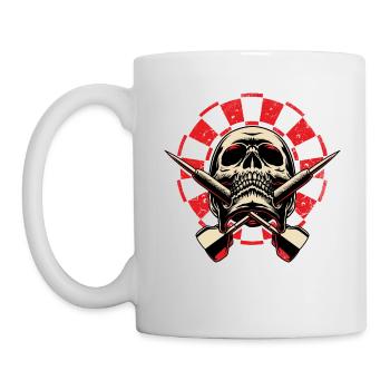 Dart Skull 1 - Dart T-Shirts RAHMENLOS - Sport - Tasse - Weiß - Links
