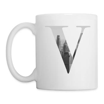 New Yorker Buchstabe V - Tasse - Weiß - Links
